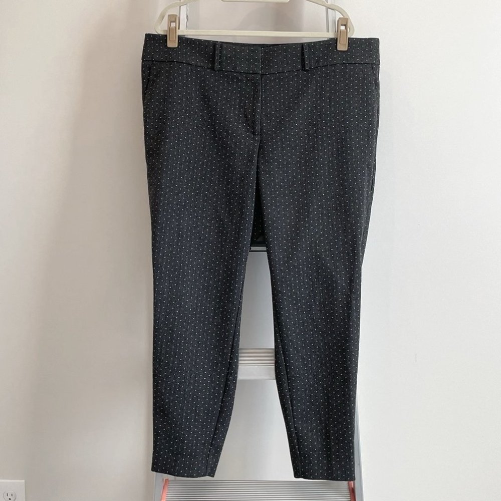 LOFT Plus Marissa Skinny Ankle pants - gray with white dots